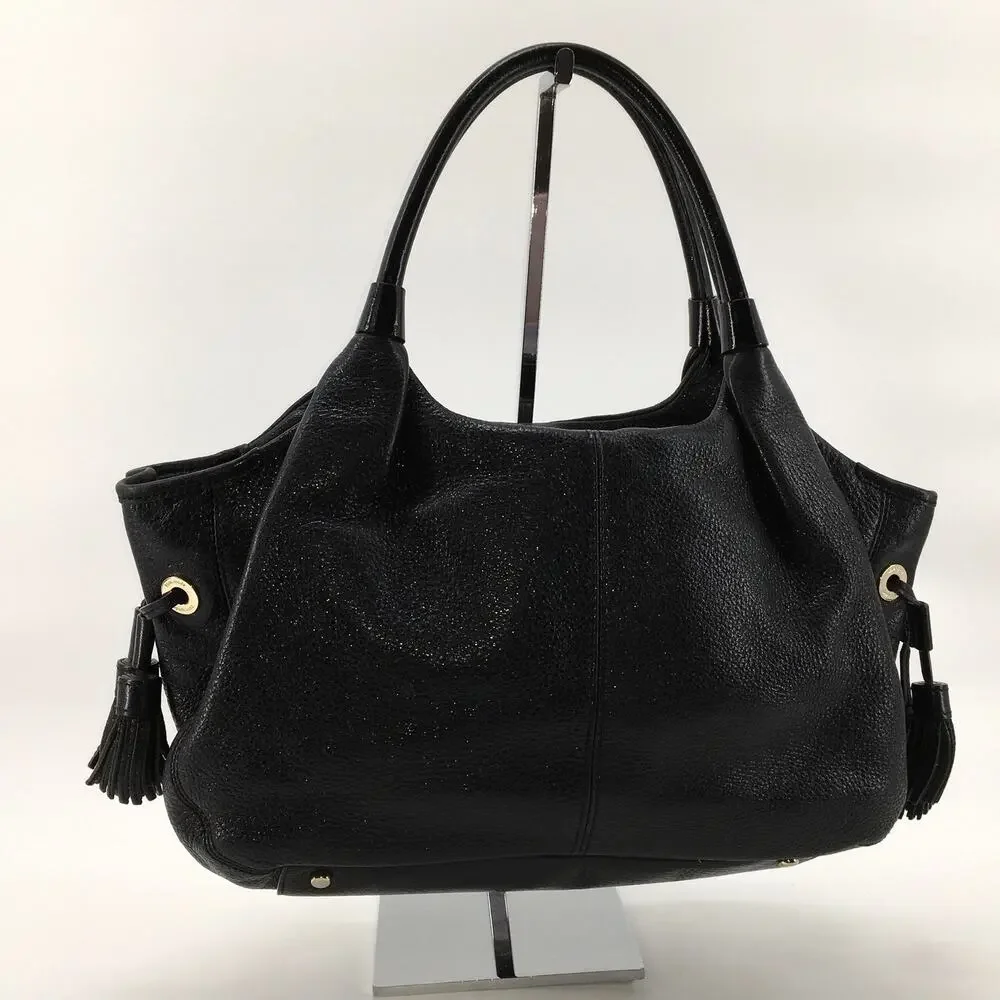 Kate Spade New York Berkshire Road Stevie Black Leather Hobo Satchel Purse Bag